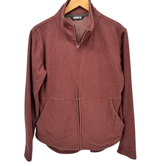 Mountain Khakis Jacket Womens Medium Apex Jacquard Fleece Full Zip Garnet Red - Picture 1 of 9